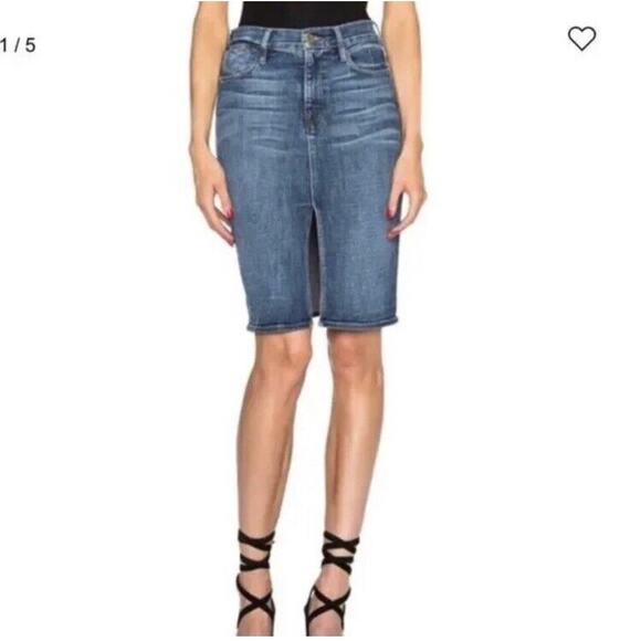 FRAME Denim Ale Pencil Skirt 24 Weir Wash Blue Jeans Front Slit Pockets - Picture 1 of 9